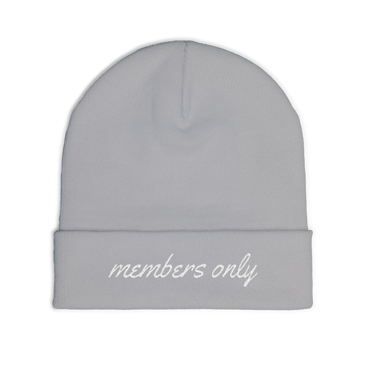 Members Only Embroidered Knit Beanie — Cozy Cuffed Winter Hat