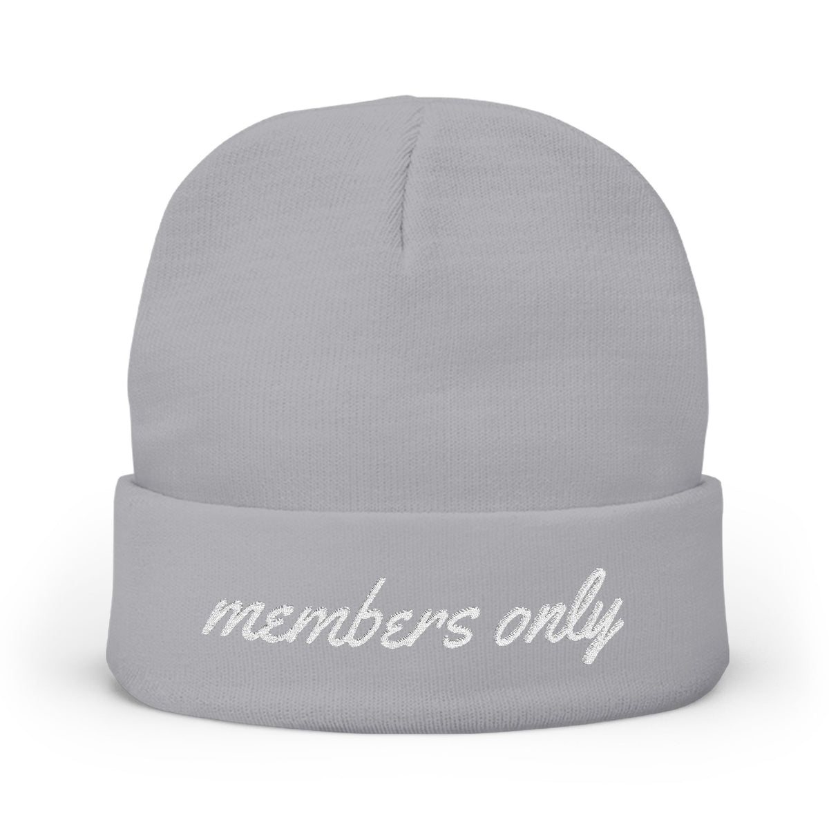 Members Only Embroidered Knit Beanie — Cozy Cuffed Winter Hat