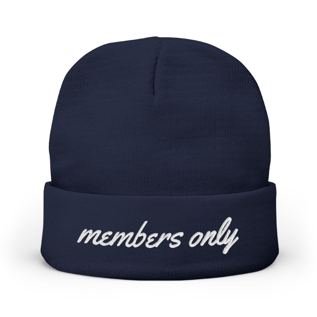 Members Only Embroidered Knit Beanie — Cozy Cuffed Winter Hat