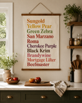 NEW Heirloom Tomato Varieties Wall Tapestry Wood Topped Wall Tapestry | Farmhouse Kitchen Decor