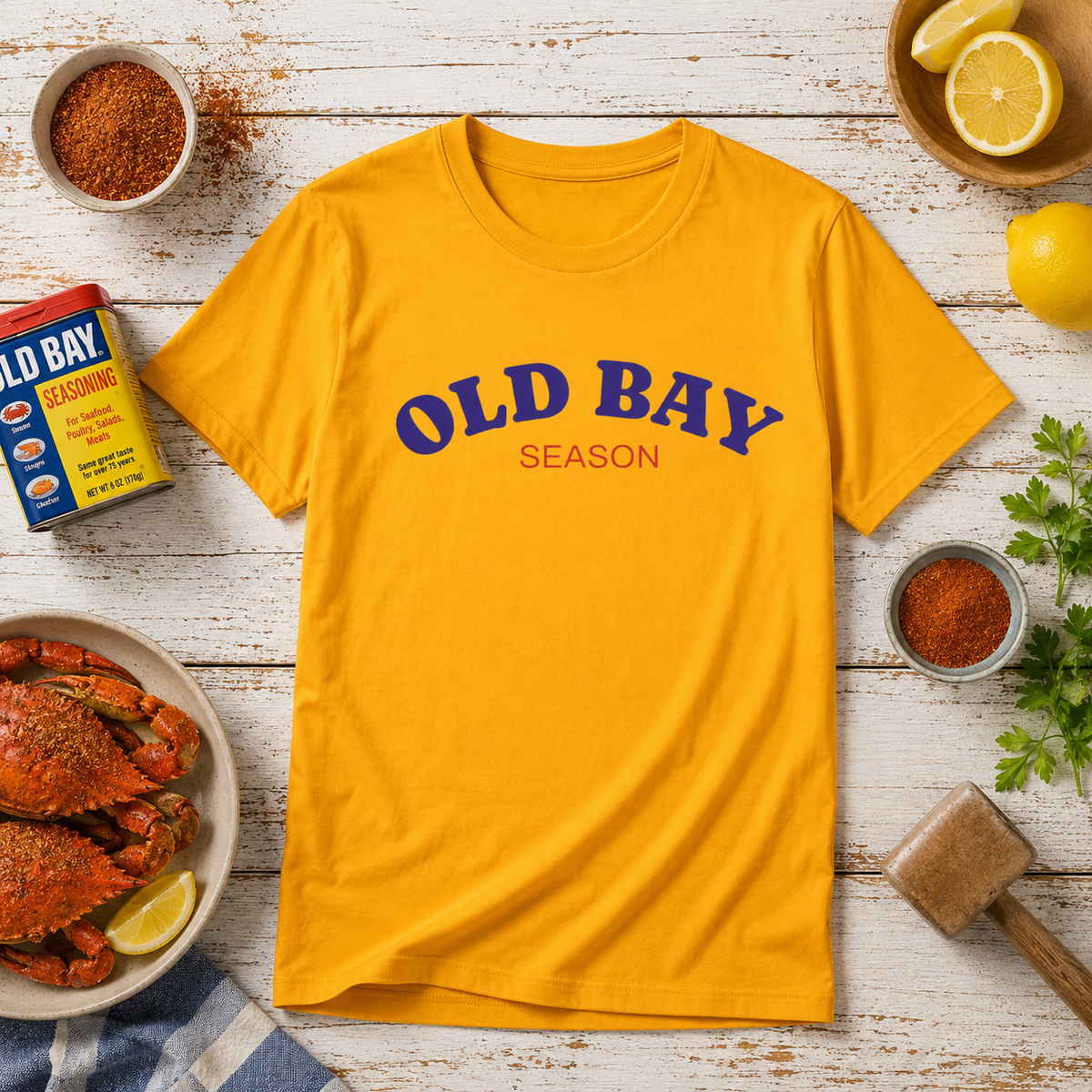 Old Bay Season T-Shirt | Farmer's Market T-Shirt, Vintage Graphic T-Shirt | Maryland Seafood Spice Shirt