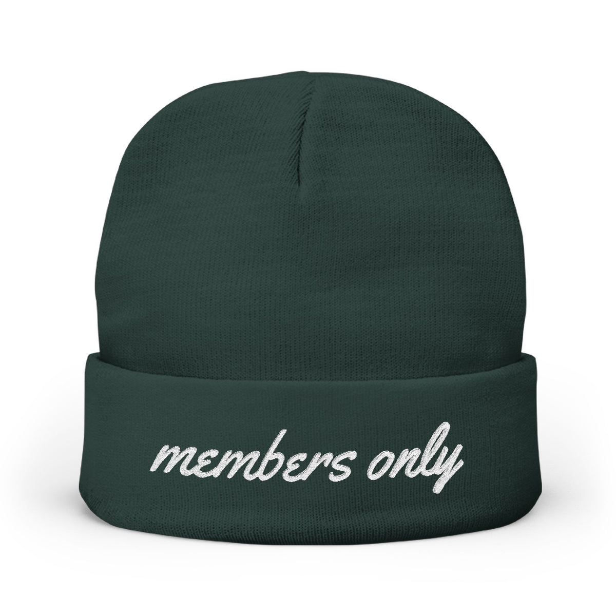 Members Only Embroidered Knit Beanie — Cozy Cuffed Winter Hat