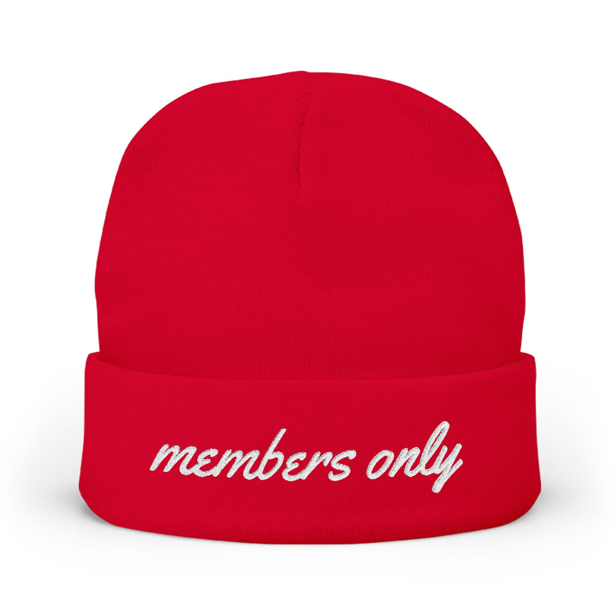 Members Only Embroidered Knit Beanie — Cozy Cuffed Winter Hat